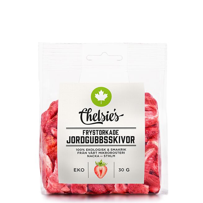 Chelsies Organic Gourmet Products Frystorkade Skivade Jordgubbar 30 g