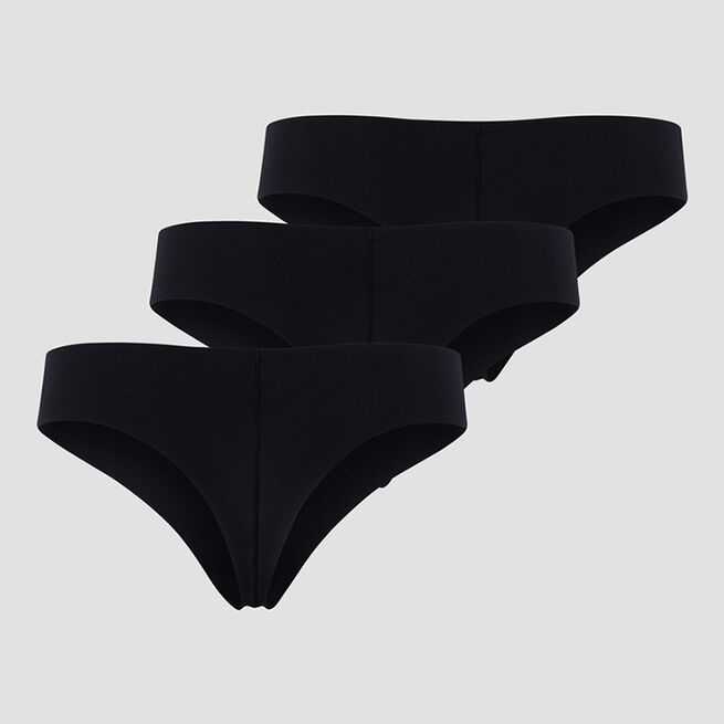 3 Pack Les Pockets Black Winter Print Stretch Cotton Thongs